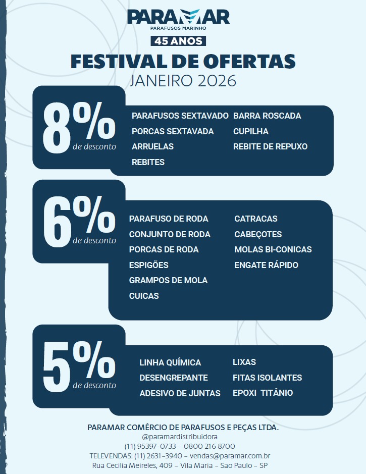 Ofertão Paramar — condições especiais em fixação para linha pesada